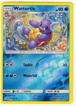 Wartortle Uncommon SM Reverse Holo Team Up 24/181 NM Pokemon TCG - Image 1