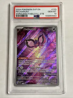 2024 POKEMON SHROUDED FABLE PECHARUNT POKEMON CENTER ETB PROMO SVP #129 PSA 10 - Image 1