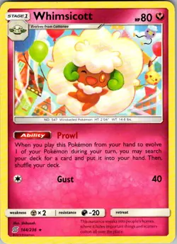 Whimsicott Unified Minds 144/236 Rare Pokemon Near Mint - Image 1