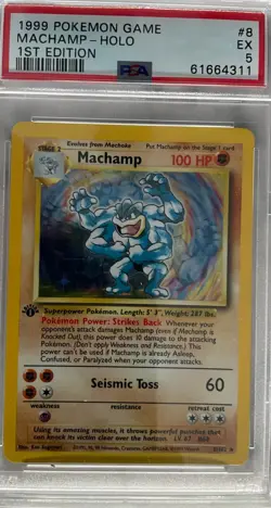 1999 Pokemon Game Machamp Holo 1st Edition Mint Ex 5 - Image 1