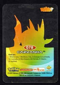 CARVANHA #078 LAMINCARD COLECCION POKEMON ADVANCED LAMINCARDS 2006 EDIBAS - Image 2