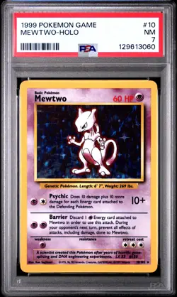 1999 POKEMON BASE SET UNLIMITED #10 MEWTWO-HOLO PSA 7 - Image 1