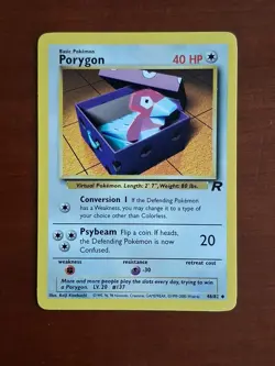Porygon 48/82 Uncommon Team Rocket Pokemon Card English Vintage EXCELLENT TCG - Image 1