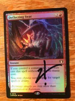 Magic the Gathering MTG foil Deflecting Swat Commander Masters signed NM - Image 1