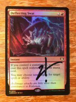 Magic the Gathering MTG foil Deflecting Swat Commander Masters signed NM - Image 2