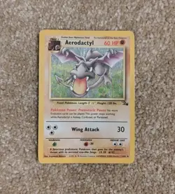 Aerodactyl 1/62 Rare Fossil Pokemon Unlimited Holo Heavily Played/N - Image 1