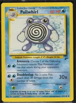 Poliwhirl Base Set 2 57/130 NM Pokemon TCG Ken Sugimori - Image 1