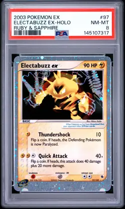 2003 POKEMON EX RUBY & SAPPHIRE #97 ELECTABUZZ EX-HOLO PSA 8 - Image 1