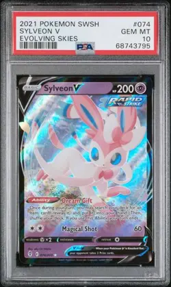 2021 Pokemon Evolving Skies Sylveon V #74 74/203 PSA 10 TCG Card - Image 1
