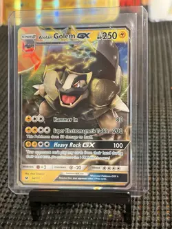 Pokemon Alolan Golem GX Holo Ultra Rare TCG Card Crimson Invasion 34/111 - Image 1