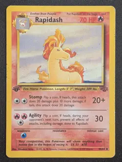 Pokemon TCG Rapidash Jungle 1st Edition Uncommon Card 44/64 - Image 1