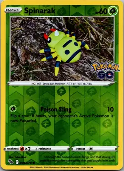Spinarak 006/078 Pokemon GO Common Reverse Holo NM/LP - Image 1