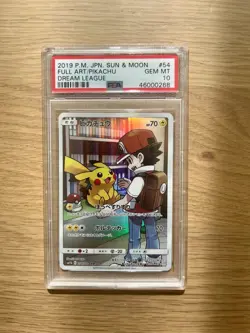 2019 POKEMON JAPANESE SUN & MOON DREAM LEAGUE 054/049 FULL ART/PIKACHU PSA 10 - Image 1