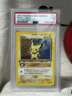 1st Edition Pichu 12/111 Holo Rare 2000 Neo Genesis Pokemon - PSA 7 - Image 1