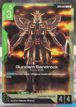 Gundam Sandrock GD01-028 Newtype Rising Foil Holo Card Game NM Rare XXXG-01SR R - Image 1