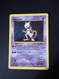 Wizards of the Coast Pokemon TCG Base Set Shadowless Mewtwo 10/102 Holo 1999 - Image 1