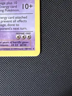 Wizards of the Coast Pokemon TCG Base Set Shadowless Mewtwo 10/102 Holo 1999 - Image 5