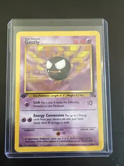 Pokemon TCG Gastly Fossil, 1st Edition Uncommon Card 33/62 MP - Image 1