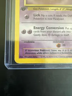 Pokemon TCG Gastly Fossil, 1st Edition Uncommon Card 33/62 MP - Image 3