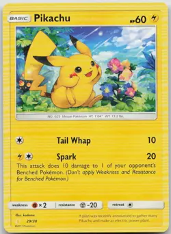 Pikachu (#29) 29/30 SM Trainer Kit: Lycanroc & Alolan Raichu Common Pokemon MP - Image 1