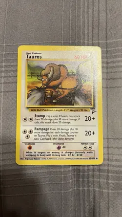 Pokemon TCG Tauros 062/130 2nd Edition Uncommon NM - Image 1