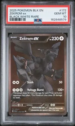 2025 POKEMON BLK EN-BLACK BOLT BLACK WHITE RARE #172 ZEKROM EX PSA 10 - Image 1