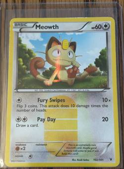 Pokemon Meowth TCG Holo Secret Rare Card 102/101 Noble Victories - Image 1
