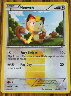 Pokemon Meowth TCG Holo Secret Rare Card 102/101 Noble Victories - Image 3