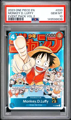 2023 One Piece English Event Pac Vol. 2 #033 Monkey D. Luffy PSA 10 GEM MINT💎 - Image 1
