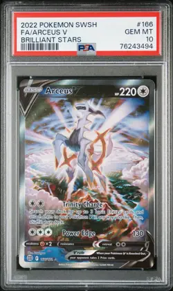 2022 Pokemon SWSH Brilliant Stars Arceus V #166/172 PSA 10 GEM MINT - Image 1