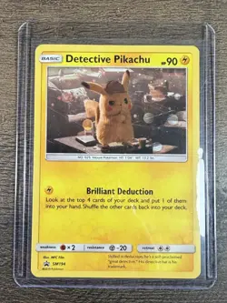 Detective Pikachu SM194 Detective Pikachu Black Star Promo Holo English MP - Image 1