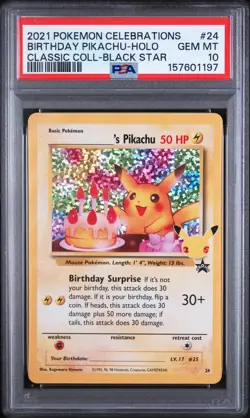 2021 POKEMON CELEBRATIONS CLASSIC COLLECTION #24 BIRTHDAY PIKACHU-HOLO PSA 10 - Image 1