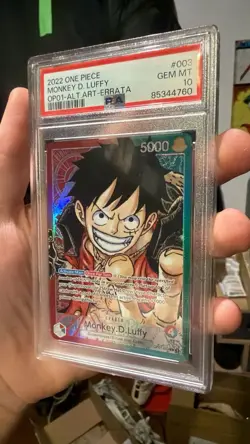 One Piece Monkey D. Luffy #003 Eng Op01-Alt.Art-Errata PSA 10 - Image 1
