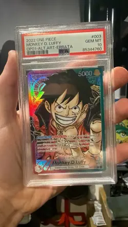 One Piece Monkey D. Luffy #003 Eng Op01-Alt.Art-Errata PSA 10 - Image 3