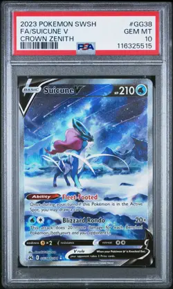 PSA 10 Gem Mint Suicune V GG38/GG70 Crown Zenith ALT ART 2023 Pokemon Card - Image 1