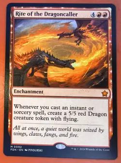 MTG: RITE OF THE DRAGONCALLER, 0092, MYTHIC , REGULAR FINISH, FDN, NM - Image 1