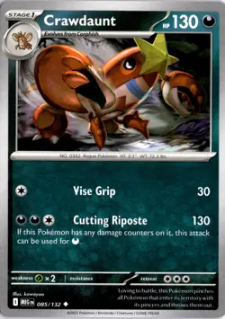 Crawdaunt 085/132 ME01: Mega Evolution Pokemon Card TCG - Image 1