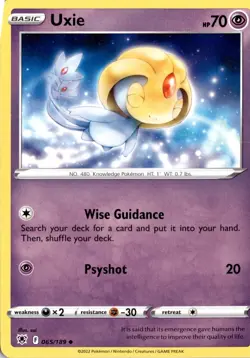 Uxie 065/189 SWSH10: Astral Radiance Pokemon Card TCG - Image 1