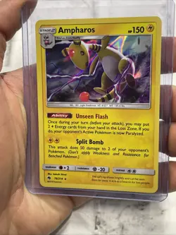 Ampharos 78/214 Holo Rare Lost Thunder Pokemon Holo Near Mint NM 2018 Pokemon - Image 1