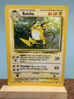 Pokemon TCG Raichu 14/62 Base Set Holo WOTC Vintage Rare Card MP-HP - Image 1
