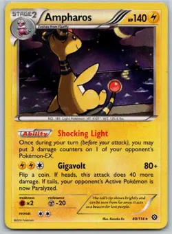 Ampharos 40/114 Holo Rare Steam Siege Pokemon Lightly Played - Image 1