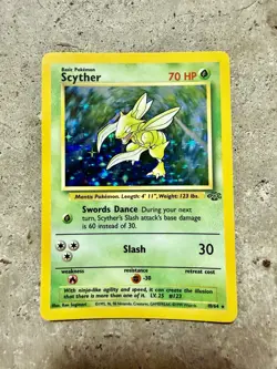 Pokemon Scyther 10/64 Holo Rare Jungle Unlimited WOTC 1999 Vintage TCG Card - Image 1