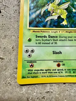 Pokemon Scyther 10/64 Holo Rare Jungle Unlimited WOTC 1999 Vintage TCG Card - Image 2