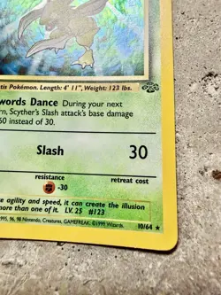 Pokemon Scyther 10/64 Holo Rare Jungle Unlimited WOTC 1999 Vintage TCG Card - Image 3