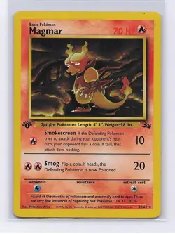 Magmar 39/62 Uncommon Fossil Pokemon 1st Edition Moderately Played - Image 1
