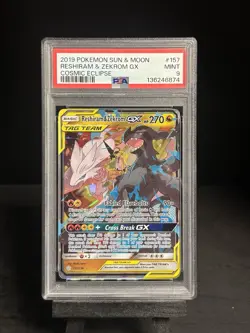 POKEMON SUN & MOON COSMIC ECLIPSE 157 RESHIRAM & ZEKROM GX - PSA 9 - Image 1