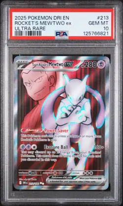 POKEMON TCG DESTINED RIVALS TEAM ROCKET’S MEWTWO EX 213/182 ULTRA RARE PSA 10 - Image 1