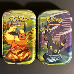 Pokemon Scarlet & Violet Prismatic Evo. Mini Tin Flareon Umbreon 4 booster total - Image 1