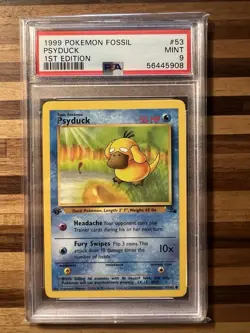 1999 Pokemon Fossil 1st Edition Psyduck #53/62 PSA 9 Common Mint - Image 1