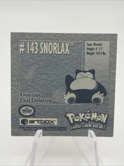 1999 Artbox Sticker Snorlax #143 Pokemon Vintage NM - Image 3
